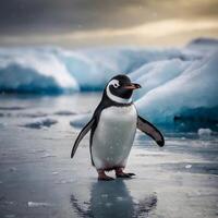 Cute Arctic Polar Penguin on the ice photo
