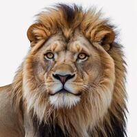 Majestic Lion Big cat Powerful Feline white background photo