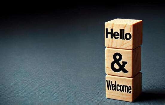GenerateHello and welcome symbol. Concept words Hello and welcome on wooden blocksd image photo