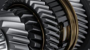 Shaft with gears from the gearbox isolated 3D Rendering. photo