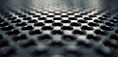 Close-Up View of Hexagonal Pattern With Water Drops on Dark Surface photo