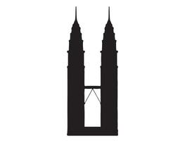 Twin tower silhouette on white background vector