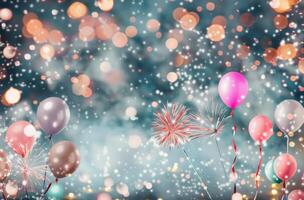Colorful Abstract Cosmic Background With Glittering Stars and Bokeh Effects photo