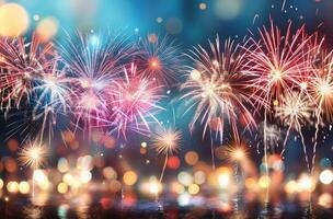 Colorful Abstract Cosmic Background With Glittering Stars and Bokeh Effects photo