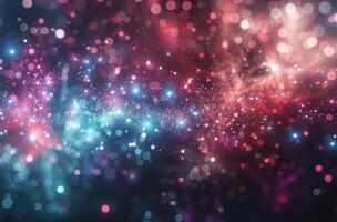 Colorful Abstract Cosmic Background With Glittering Stars and Bokeh Effects photo