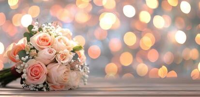 Elegant Floral Arrangement With Soft Bokeh Background for Celebratory Events photo