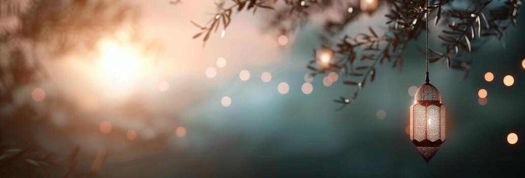 Lanterns Illuminating Calm Waters at Dusk With Glowing Reflections photo