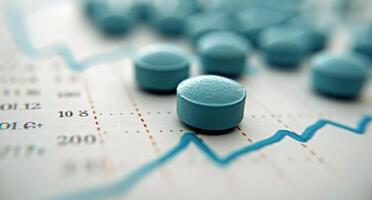 Blue Tablets on Financial Data Chart With Graphs and Statistics photo