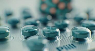 Close-Up Of Blue Pills On A Circuit Board At A Laboratory photo