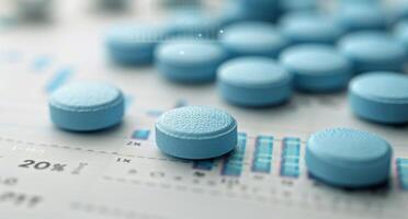 Blue Tablets on Financial Data Chart With Graphs and Statistics photo