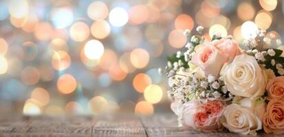 Elegant Floral Arrangement With Soft Bokeh Background for Celebratory Events photo
