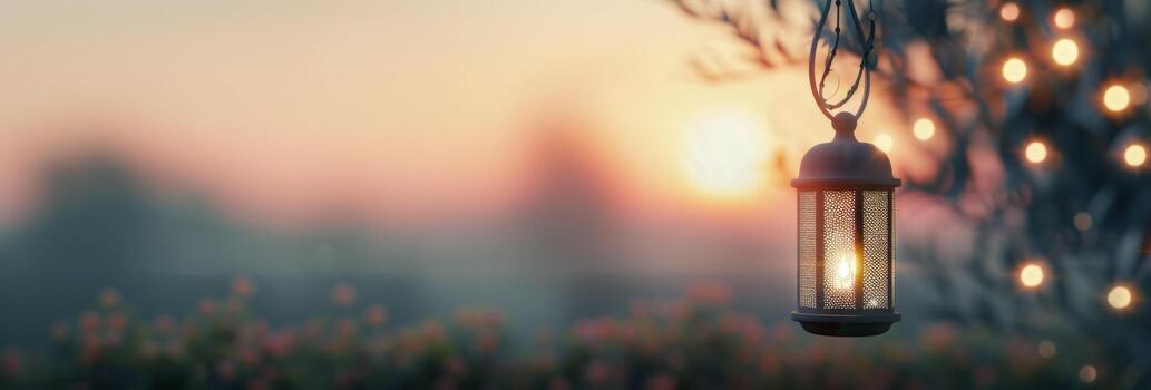 Lanterns Illuminating Calm Waters at Dusk With Glowing Reflections photo