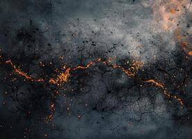 Lava Flow Cracking Through Charred Terrain in Volcanic Landscape photo
