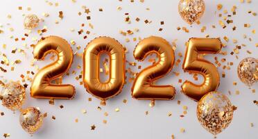 Golden Balloons Displaying 2025 For New Year Celebration photo