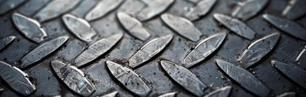 Close-Up of Textured Metal Surface With Raindrops at Sunset photo
