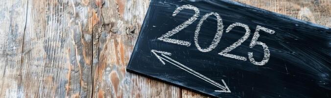 Future Goals Vision Board With 2025 Date Written on Chalkboard photo