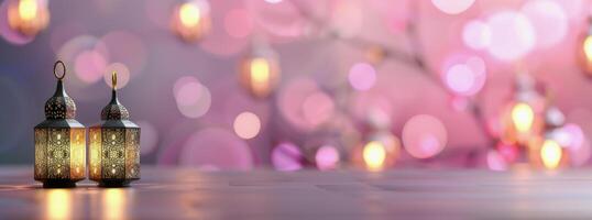 Colorful Lanterns Illuminating a Softly Lit Outdoor Gathering at Dusk photo