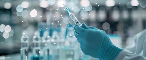 COVID-19 Vaccine Being Prepared in a Medical Setting With Soft Lighting photo