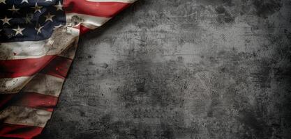 Flag of the United States Draped on a Surface With Soft Focus Background photo