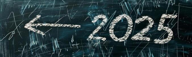 Chalkboard Arrow Pointing Toward Year 2025 photo