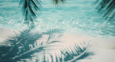 Tropical Palm Leaves Over Crystal Clear Water at Midday photo