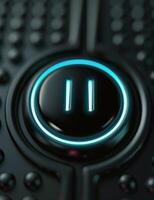 Close-Up of a Futuristic Control Button With Illuminated Ring photo