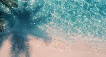 Tropical Palm Leaves Over Crystal Clear Water at Midday photo