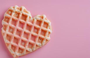 Heart-Shaped Waffles Decorated With Sprinkles and Candy Hearts on Pink Surface photo