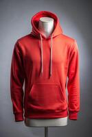 Blank Red Male Hoodie With Mens Hoody Design Mockup photo