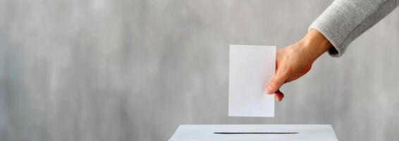 Hand Casting Vote Into Ballot Box During Election Day photo