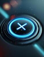 Close-Up of a Futuristic Control Button With Illuminated Ring photo
