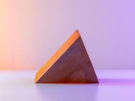 Wooden triangle in colorful light. photo