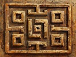 Intricate Stone Maze Design. photo