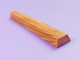 Wooden Block with Trapezoid Shape on Purple Background. photo