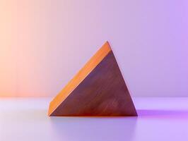Wooden Triangle on Gradient Background. photo