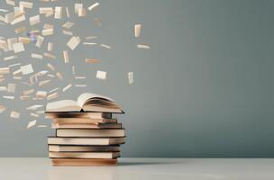 Books Falling From a Stack in a Library During Daylight photo