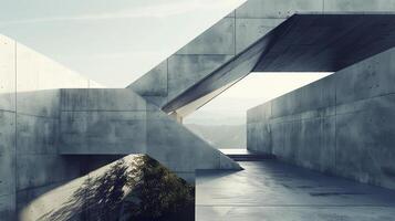Abstract concrete architecture with a minimalist design. photo