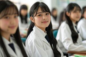 Students Engaged in Classroom Learning at a Japanese School During Bright Daylight photo