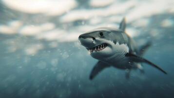 Great White Shark Swimming in Ocean During Daylight Hours photo