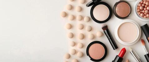 Makeup Products On White Background photo