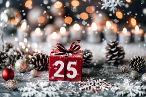 Christmas Gift Box With Number 25 photo