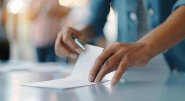 Person Signing a Document photo
