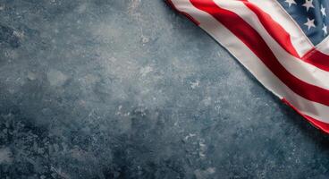 American Flag on Blue Background photo