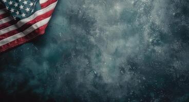 American Flag on Blue Background photo