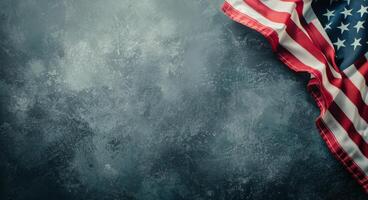 American Flag on Blue Background photo