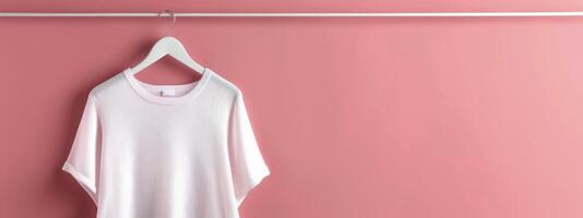 White Sweater Hanging on Pink Wall photo
