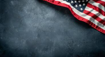 American Flag on Blue Background photo