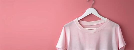 White Sweater Hanging on Pink Wall photo