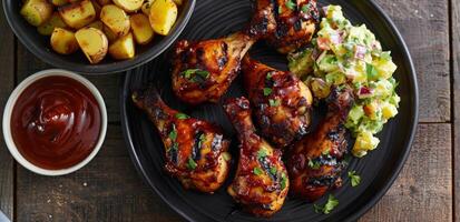 Grilled Chicken Drumsticks With Potato Salad photo
