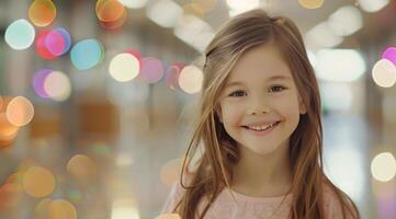 Girl Smiling in Indoor Setting photo